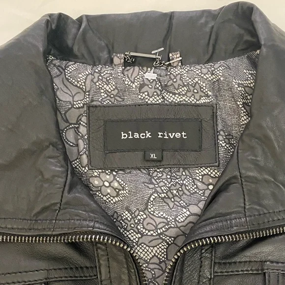 NWOT Black Rivet Wilsons Genuine Leather Moto Jacket In Black Size XL. - Picture 6 of 11